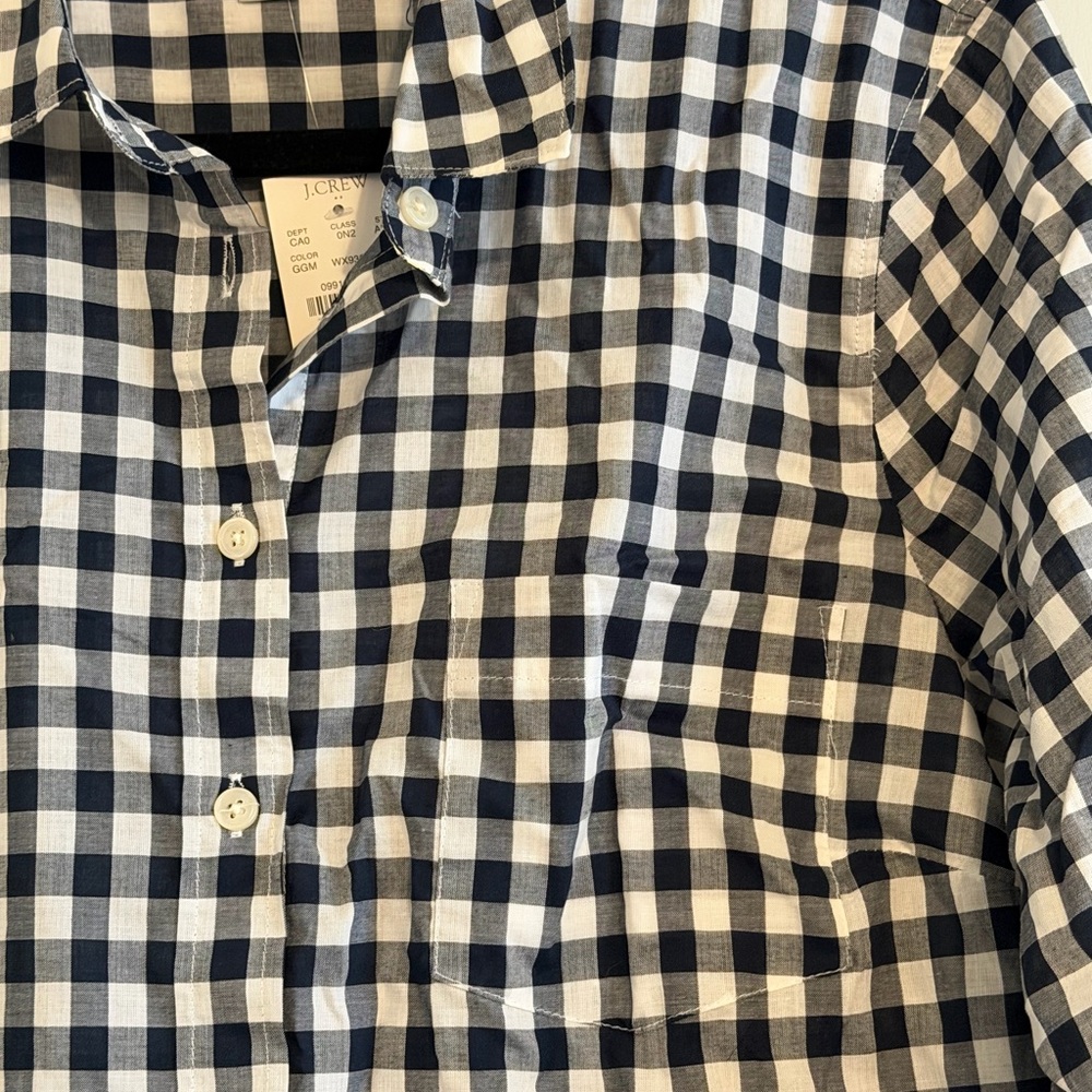 NWT J.Crew Navy Gingham Button Down